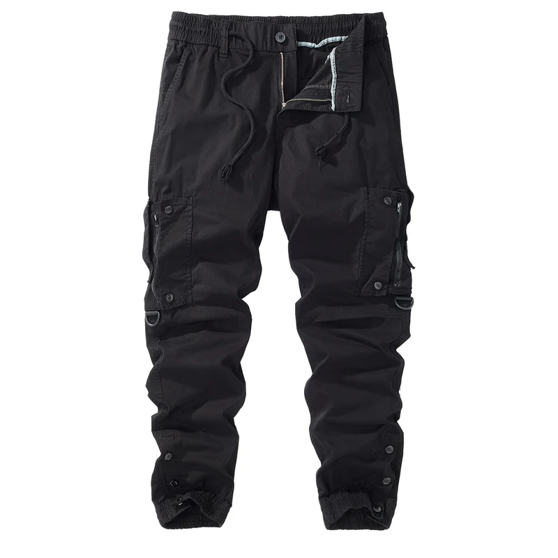 Herren Cargo-Jogginghose mit elastischem Bund, Reißverschluss-Cargotaschen und verstellbarem Saum Drune