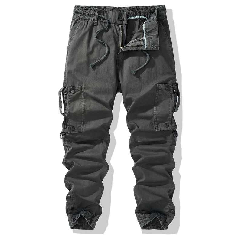 Herren Cargo-Jogginghose mit elastischem Bund, Reißverschluss-Cargotaschen und verstellbarem Saum Drune