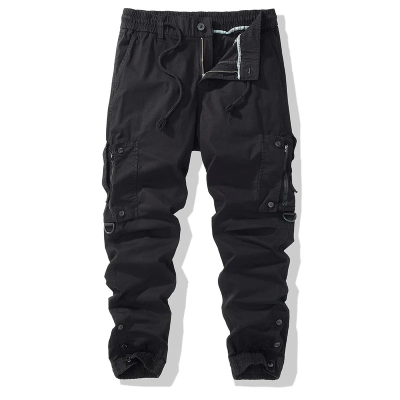 Herren Cargo-Jogginghose mit elastischem Bund, Reißverschluss-Cargotaschen und verstellbarem Saum Drune