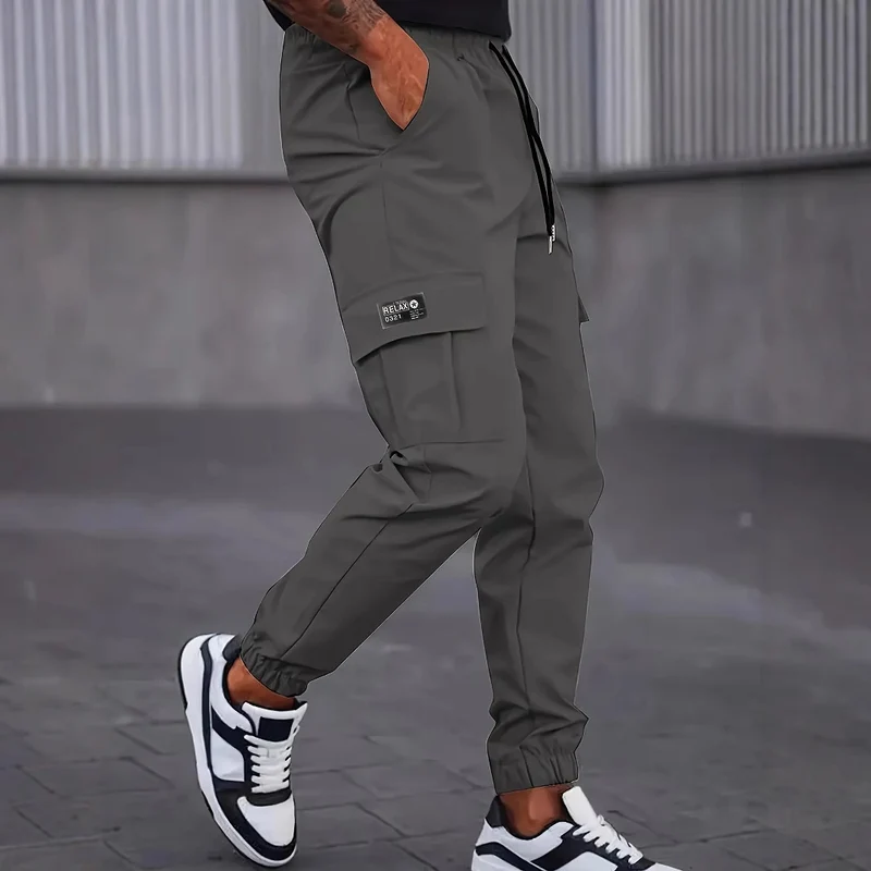 Herren Cargo-Jogginghose mit elastischem Bund, Cargo‑Taschen & Kordelzug Drune