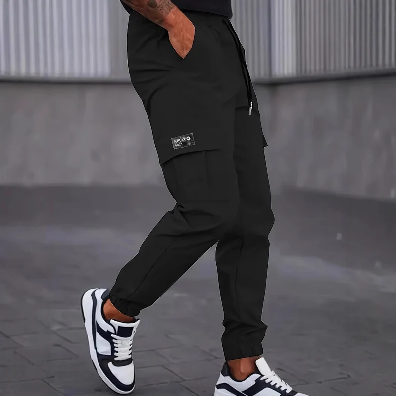 Herren Cargo-Jogginghose mit elastischem Bund, Cargo‑Taschen & Kordelzug Drune