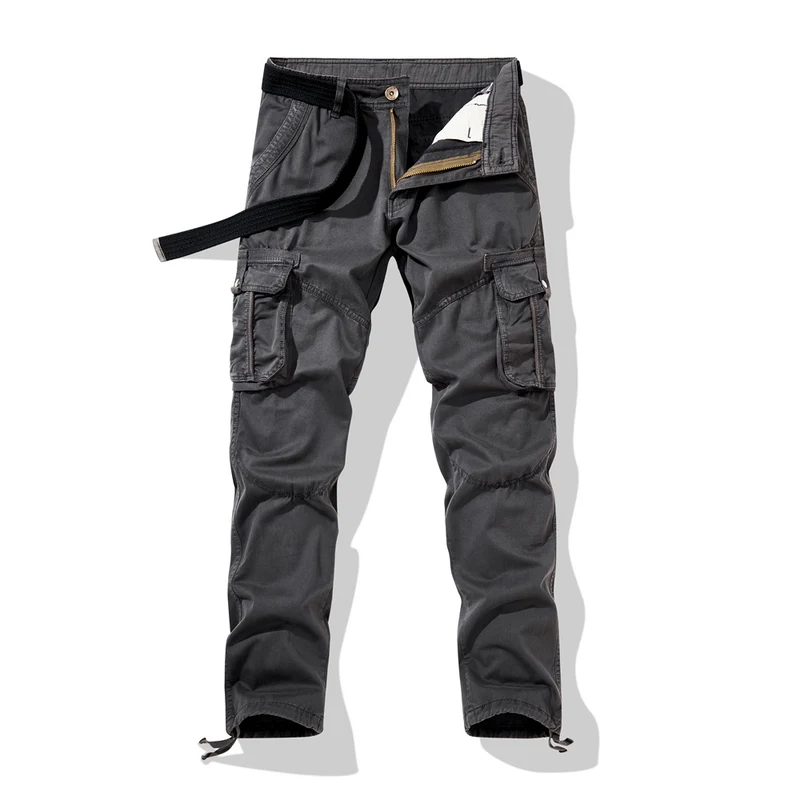 Herren Cargo-Arbeitshose mit verstärkten Knien, Multifachtaschen und Kordelbund Drune