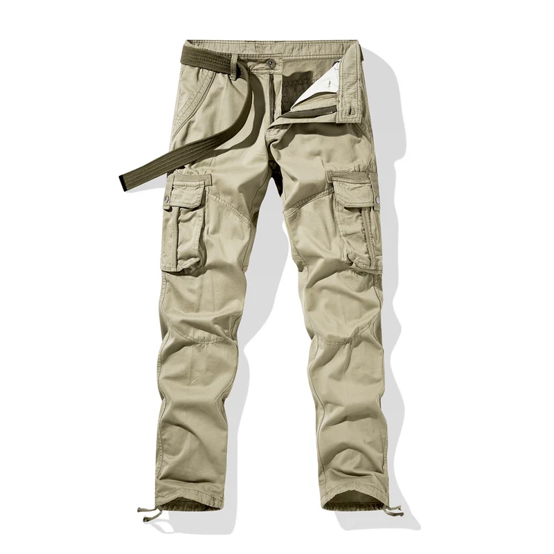 Herren Cargo-Arbeitshose mit verstärkten Knien, Multifachtaschen und Kordelbund Drune
