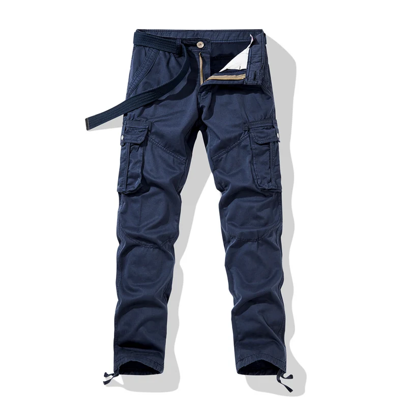 Herren Cargo-Arbeitshose mit verstärkten Knien, Multifachtaschen und Kordelbund Drune