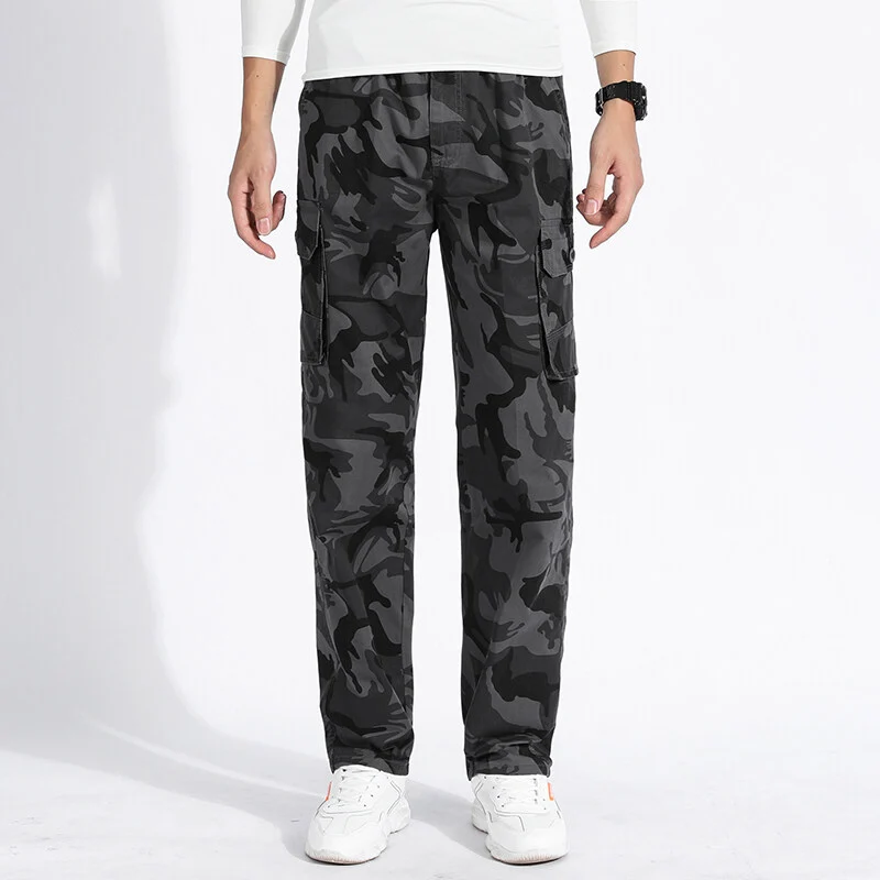 Herren Camouflage Cargohose im Army‑Stil mit geradem Schnitt, Mehrfach‑Taschen & robusten Nähten Drune