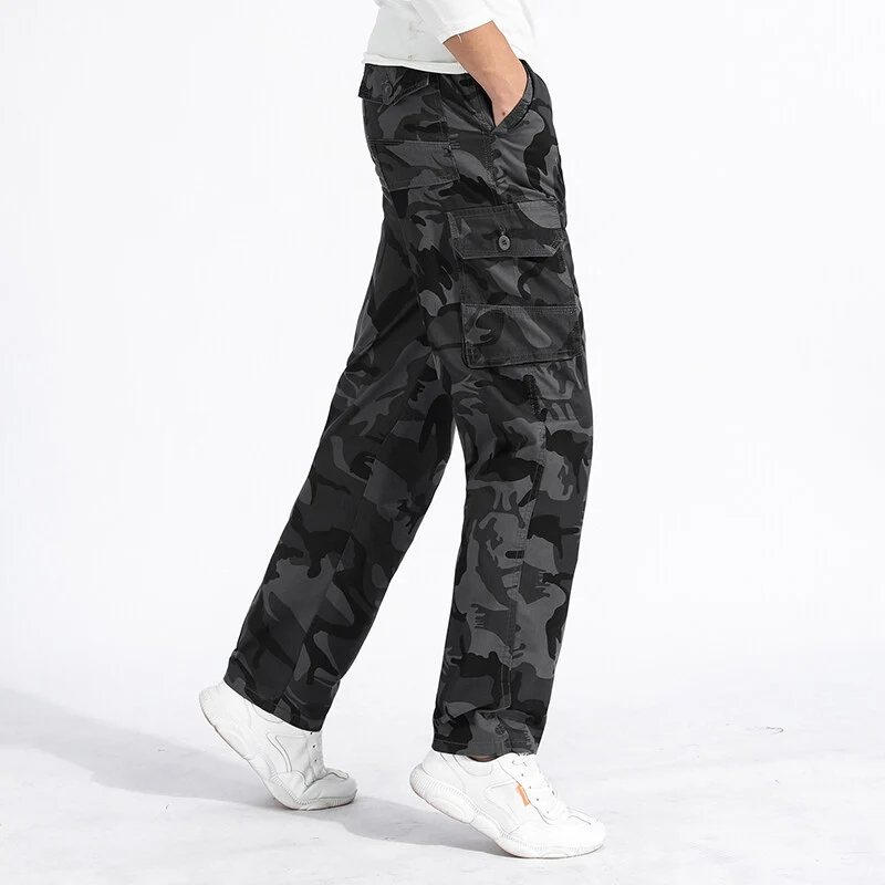 Herren Camouflage Cargohose im Army‑Stil mit geradem Schnitt, Mehrfach‑Taschen & robusten Nähten Drune