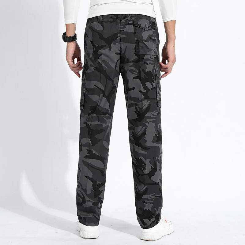 Herren Camouflage Cargohose im Army‑Stil mit geradem Schnitt, Mehrfach‑Taschen & robusten Nähten Drune