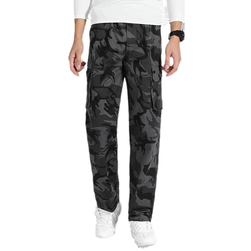 Herren Camouflage Cargohose im Army‑Stil mit geradem Schnitt, Mehrfach‑Taschen & robusten Nähten Drune