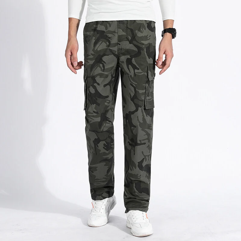 Herren Camouflage Cargohose im Army‑Stil mit geradem Schnitt, Mehrfach‑Taschen & robusten Nähten Drune