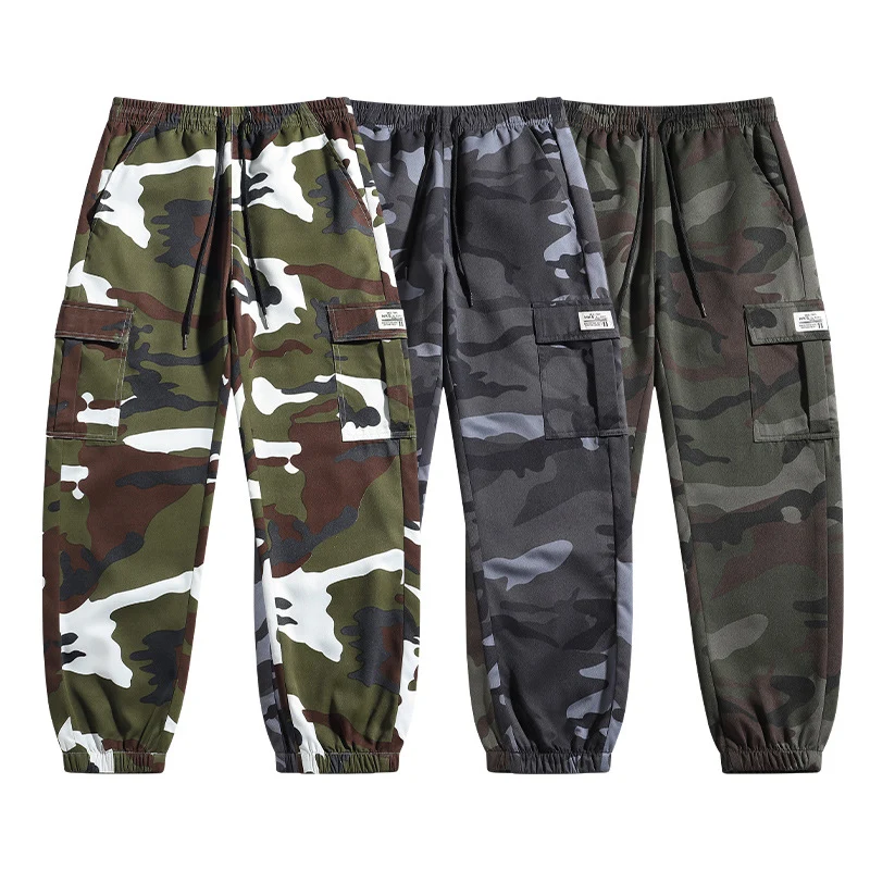Herren Camouflage Cargo-Jogginghose aus robustem Canvas mit Tunnelzugbund & Beintasche Drune