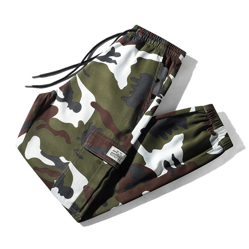 Herren Camouflage Cargo-Jogginghose aus robustem Canvas mit Tunnelzugbund & Beintasche Drune