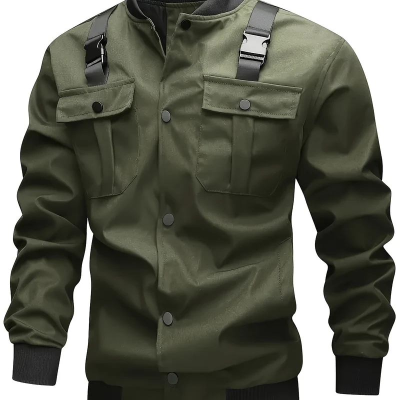 Herren Camouflage-Bomberjacke im Utility-Stil mit Brusttaschen, Schultergurten und Rippbündchen Drune