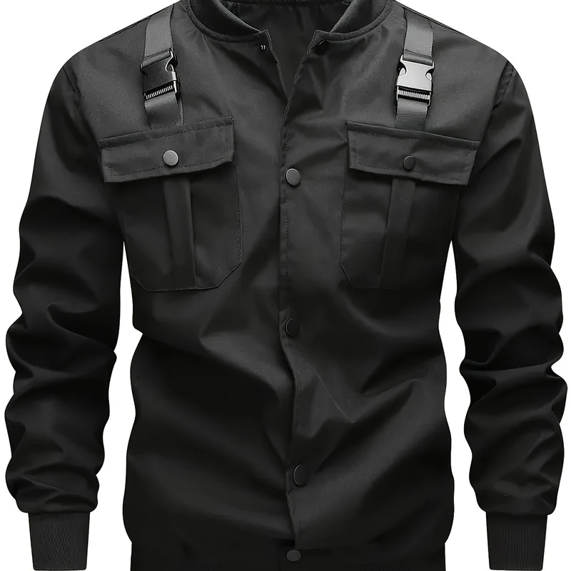 Herren Camouflage-Bomberjacke im Utility-Stil mit Brusttaschen, Schultergurten und Rippbündchen Drune