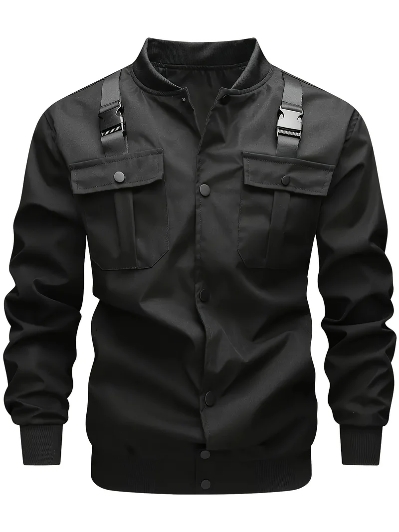 Herren Camouflage-Bomberjacke im Utility-Stil mit Brusttaschen, Schultergurten und Rippbündchen Drune