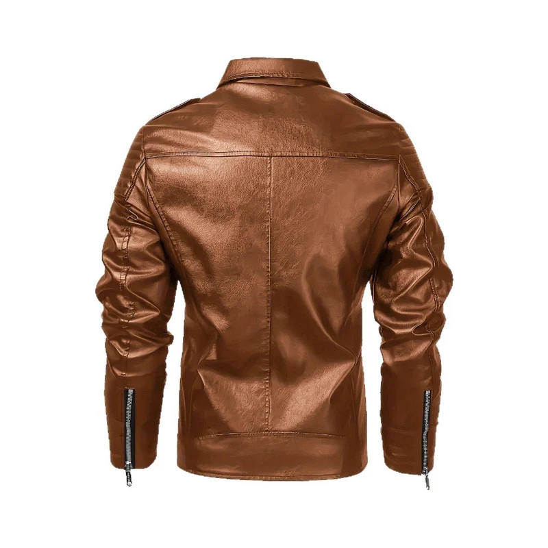 Herren Bikerjacke aus Lederimitat mit asymmetrischem Reißverschluss und gepolsterten Schultereinsätzen Drune