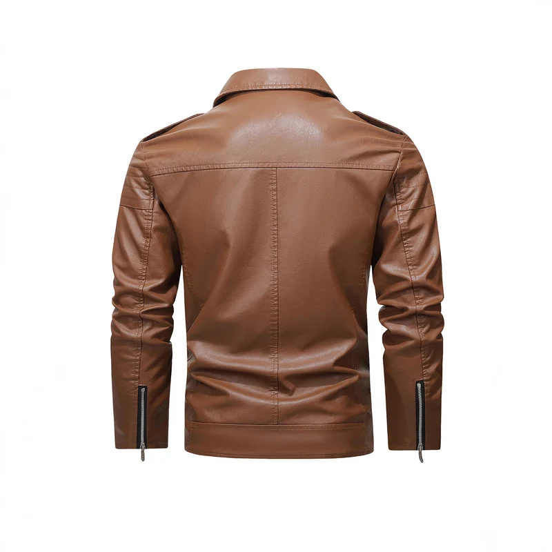 Herren Bikerjacke aus Kunstleder mit asymmetrischem Reißverschluss und gesteppter Schulterpartie Drune