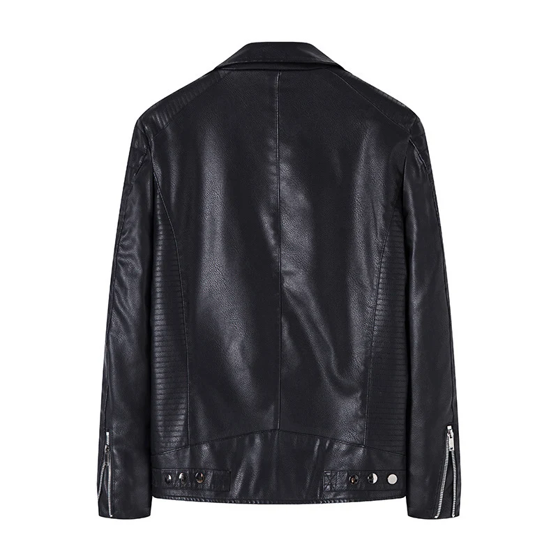 Herren Bikerjacke aus hochwertigem Kunstleder im Slim‑Fit mit schrägem Reißverschluss und gesteppter Schulterpartie Drune