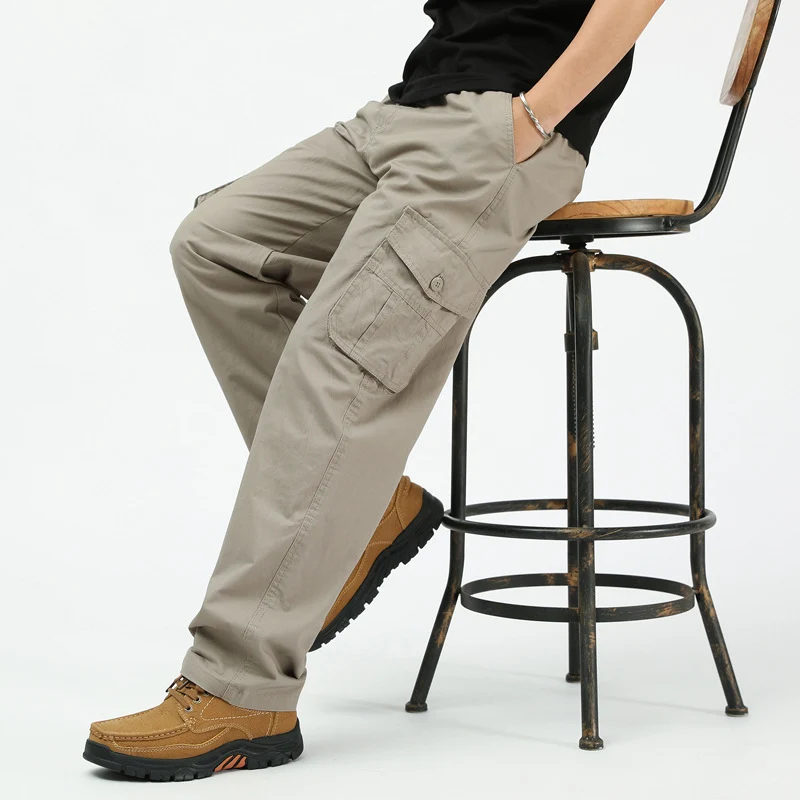 Herren Baumwoll-Twill Cargohose im Relaxed-Fit mit geradem Bein und großem Klappfach Drune