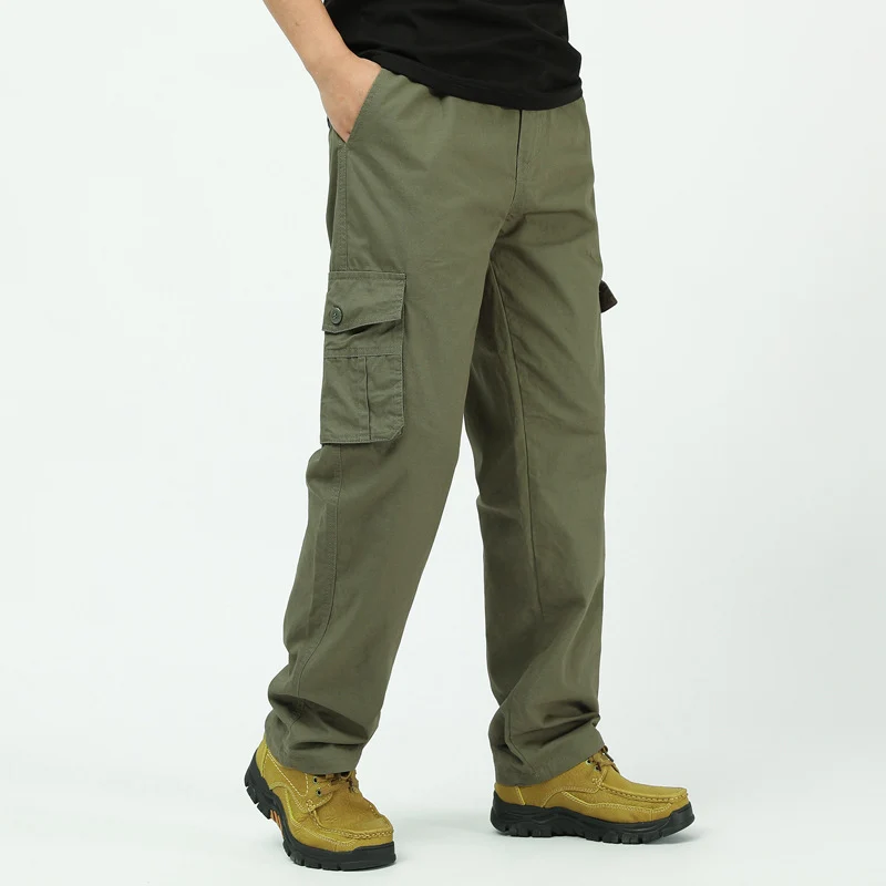 Herren Baumwoll-Twill Cargohose im Relaxed-Fit mit geradem Bein und großem Klappfach Drune