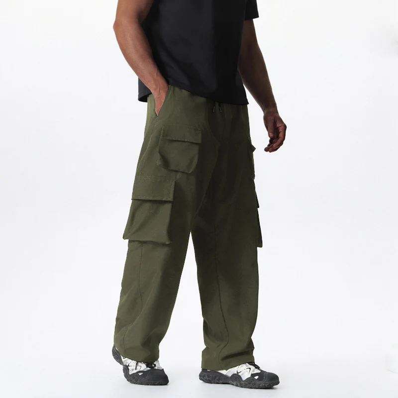 Herren Baggy-Cargohose im Multi-Taschen Utility-Style mit Kordelbund Drune