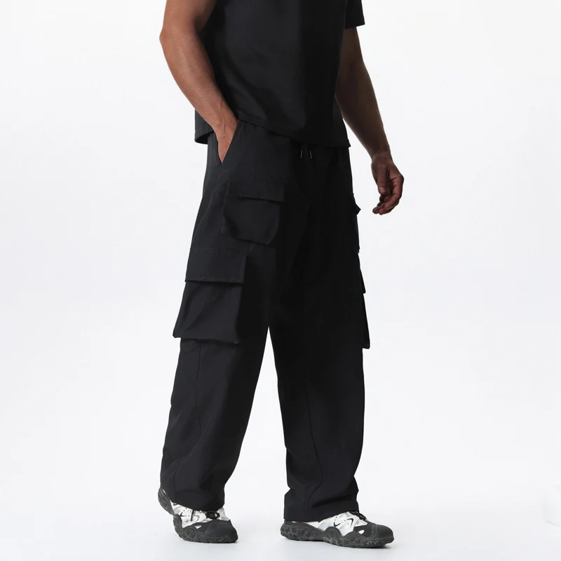 Herren Baggy-Cargohose im Multi-Taschen Utility-Style mit Kordelbund Drune