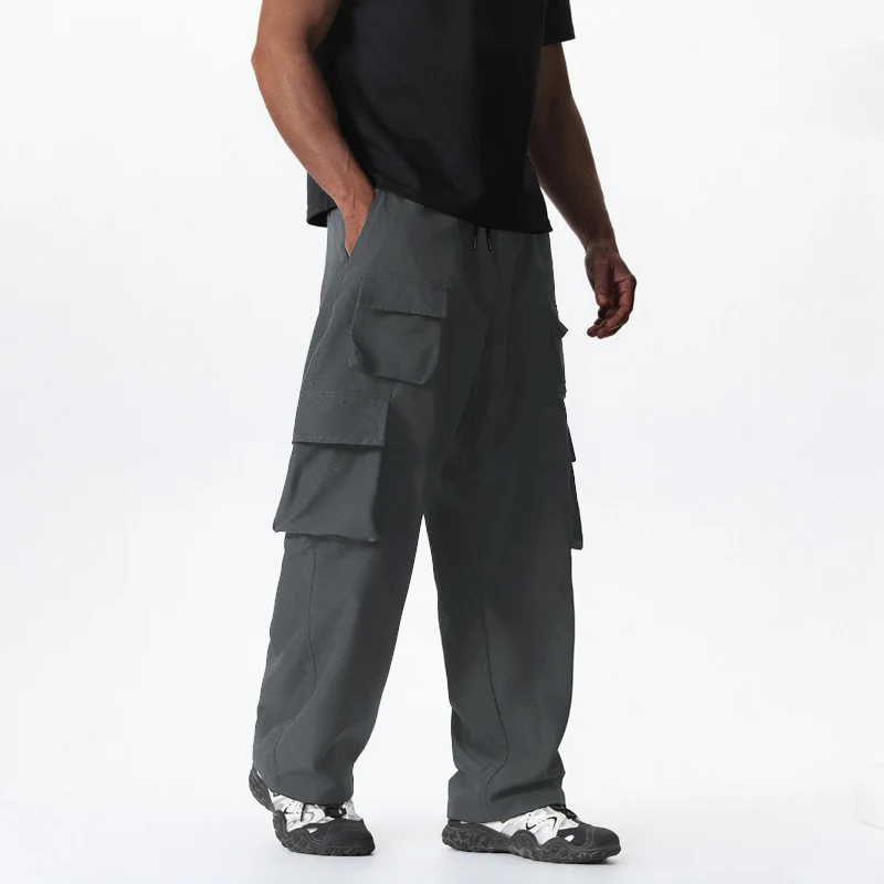 Herren Baggy-Cargohose im Multi-Taschen Utility-Style mit Kordelbund Drune