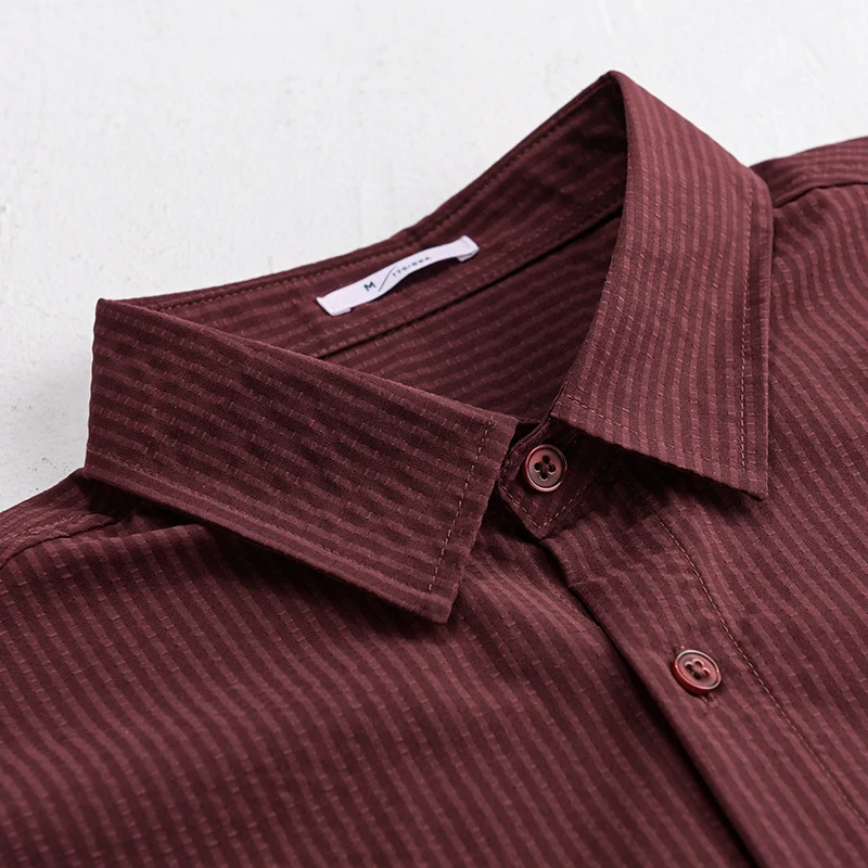 Herren Struktur-Overshirt aus atmungsaktivem Baumwollmix mit feinem Streifenrelief und Brusttasche Drune