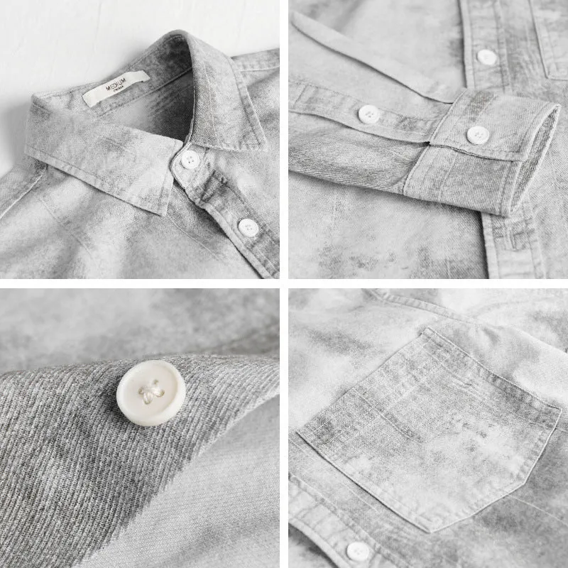 Herren Stonewashed-Denim-Überhemd im Vintage-Waschlook mit Brusttasche und Relaxed-Fit Drune