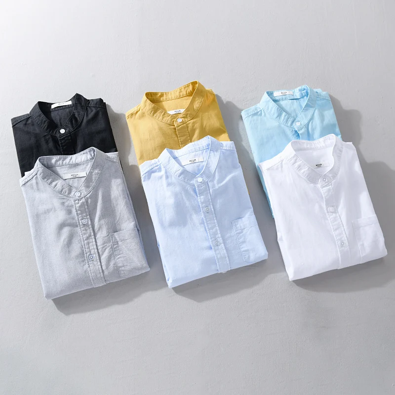 Herren Stehkragen-Overshirt aus Baumwollmix mit tonaler Brusttasche und Soft‑Touch Drune