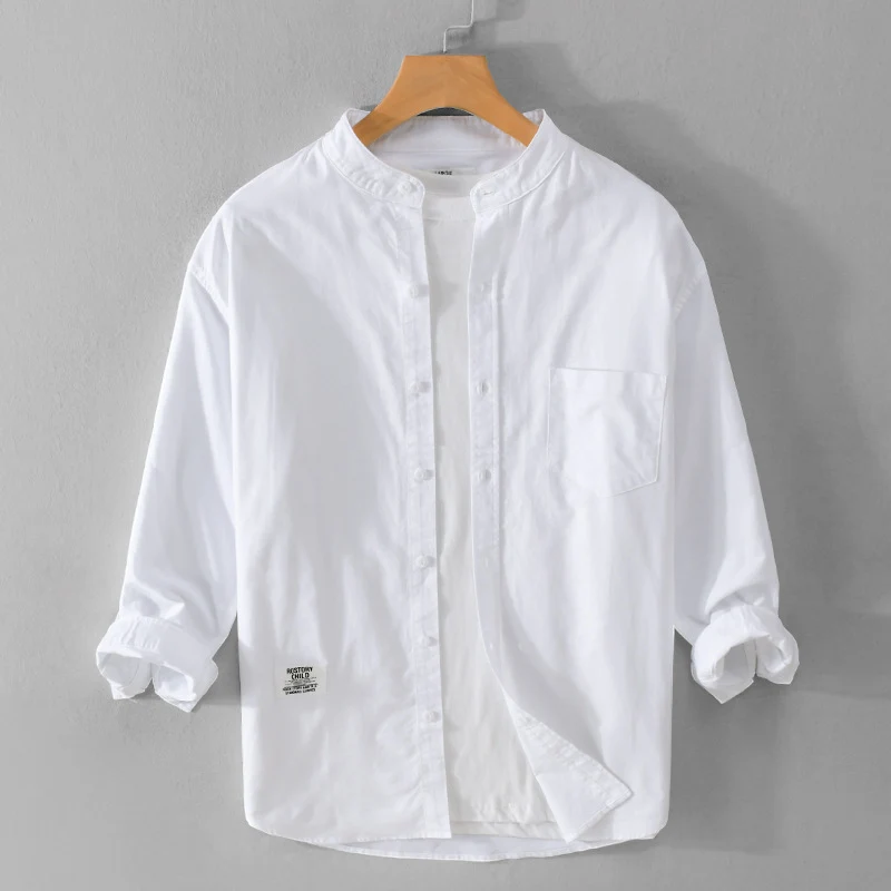 Herren Stehkragen-Overshirt aus Baumwollmix mit Brusttasche und entspannter Passform Drune