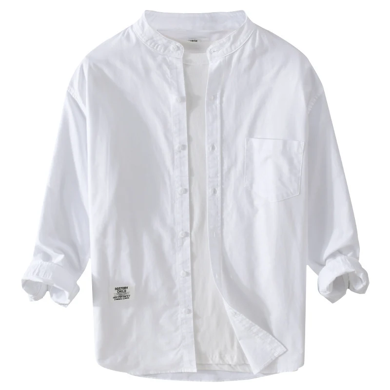 Herren Stehkragen-Overshirt aus Baumwollmix mit Brusttasche und entspannter Passform Drune