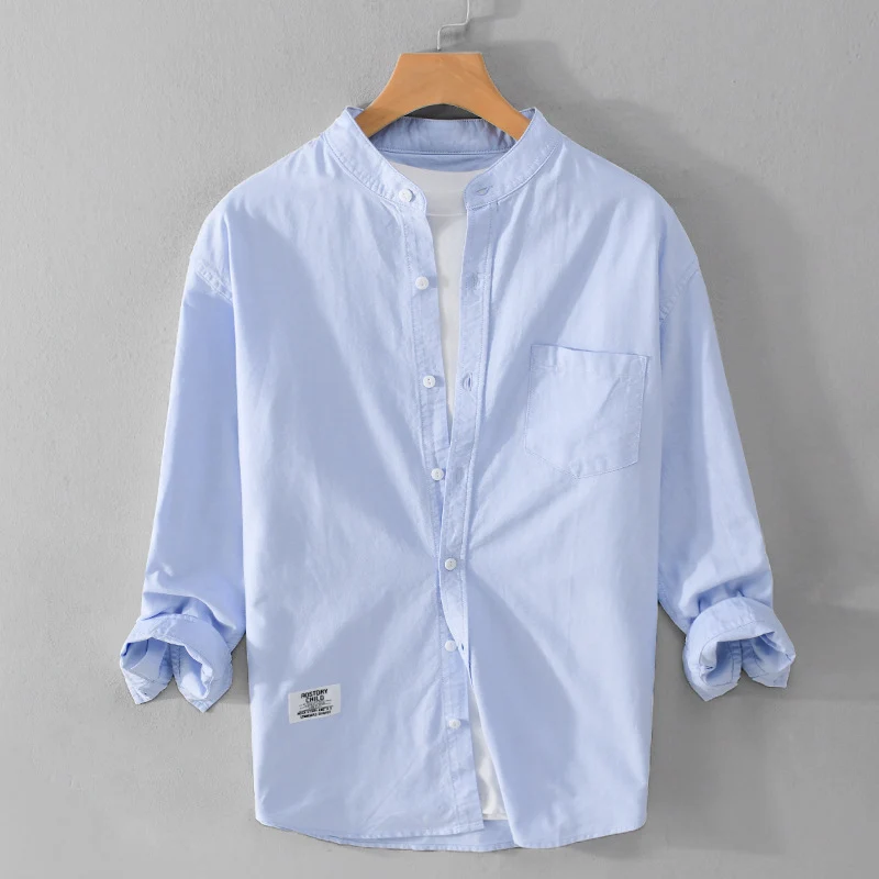 Herren Stehkragen-Overshirt aus Baumwollmix mit Brusttasche und entspannter Passform Drune