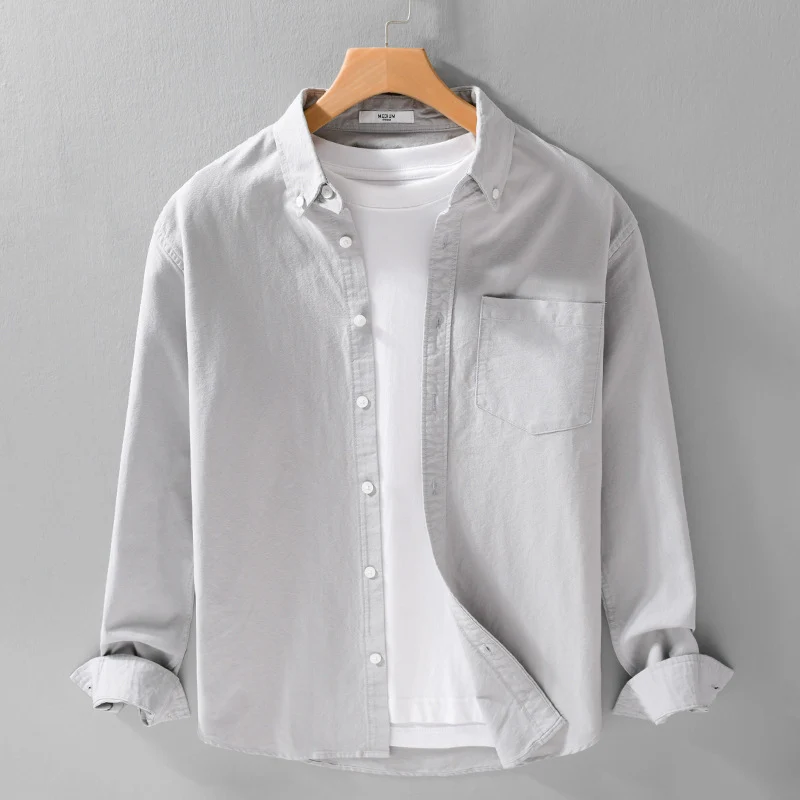 Herren Soft-Touch Layering-Hemd aus Baumwoll-Oxford mit Innenshirt, Kentkragen und Brusttasche Drune