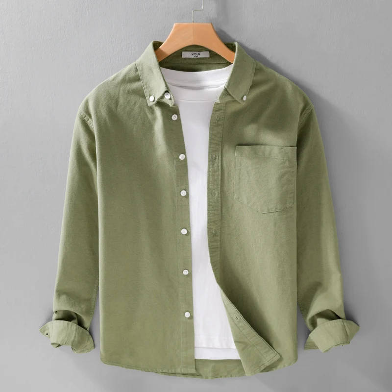 Herren Soft-Touch Layering-Hemd aus Baumwoll-Oxford mit Innenshirt, Kentkragen und Brusttasche Drune