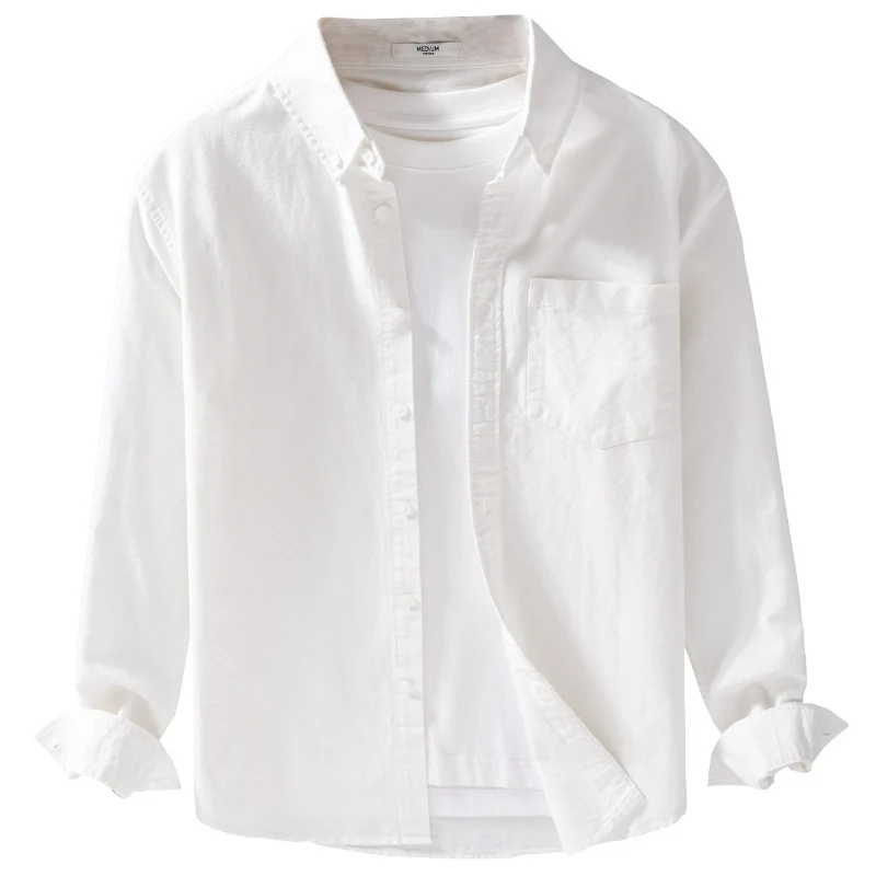 Herren Soft-Touch Layering-Hemd aus Baumwoll-Oxford mit Innenshirt, Kentkragen und Brusttasche Drune
