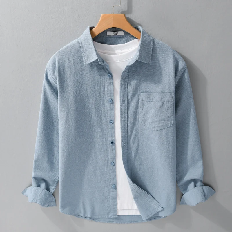 Herren Soft‑Touch Baumwollmix Overshirt im Layering‑Look mit Brusttasche Drune