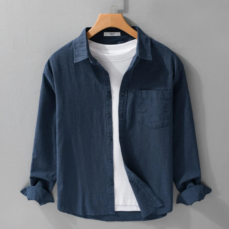 Herren Soft‑Touch Baumwollmix Overshirt im Layering‑Look mit Brusttasche Drune