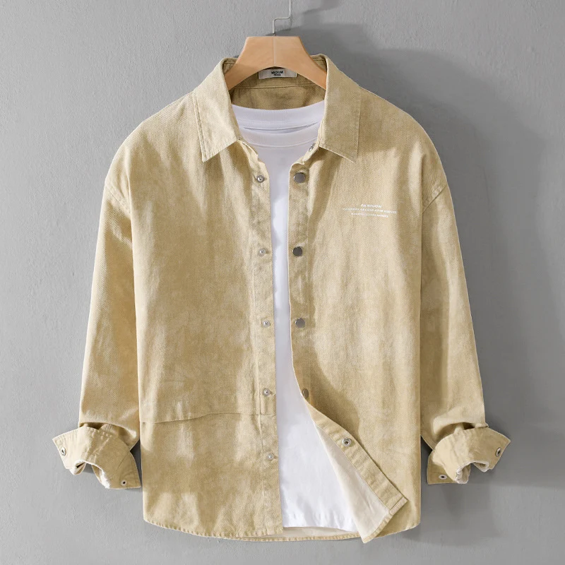 Herren Samtiges Cord-Overshirt mit Druckknopfleiste und Relaxed-Fit Drune