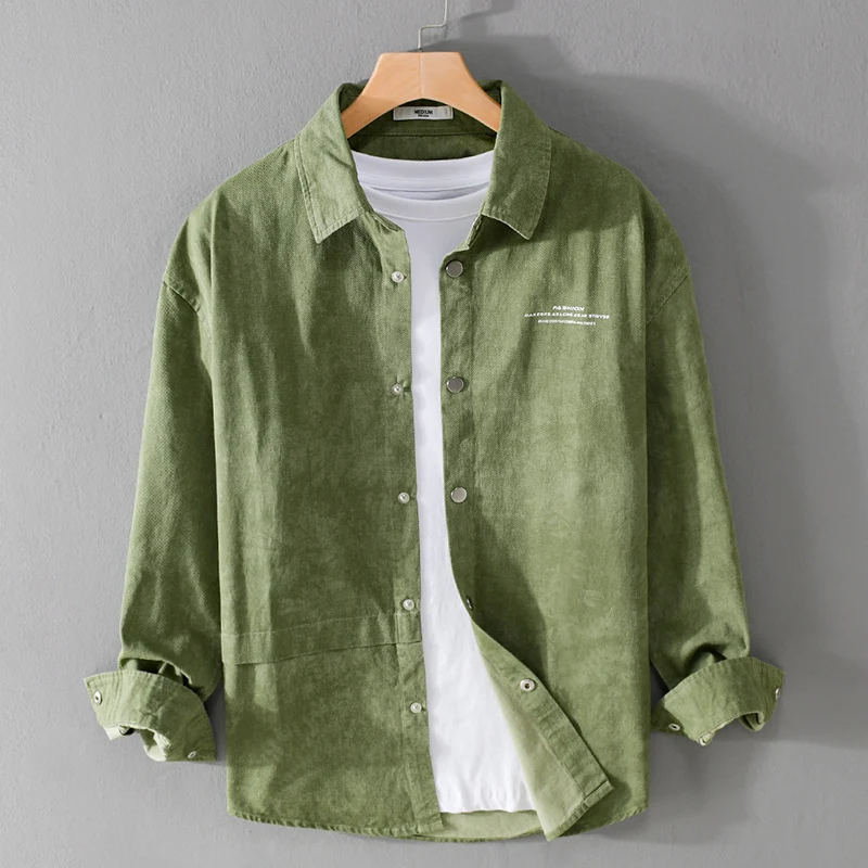 Herren Samtiges Cord-Overshirt mit Druckknopfleiste und Relaxed-Fit Drune