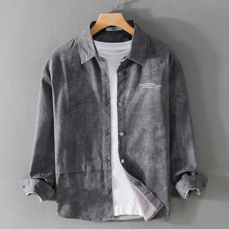 Herren Samtiges Cord-Overshirt mit Druckknopfleiste und Relaxed-Fit Drune