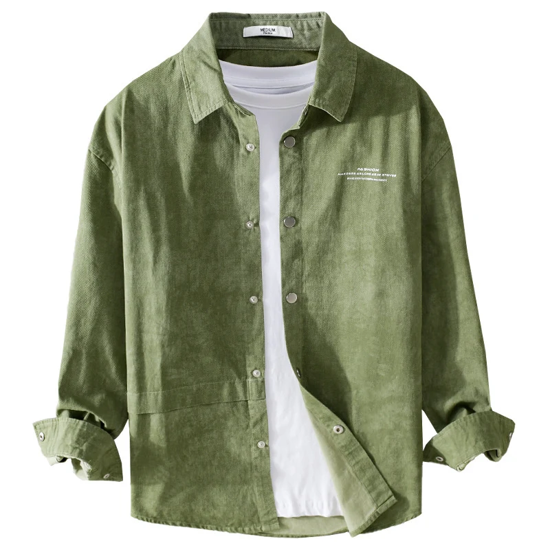 Herren Samtiges Cord-Overshirt mit Druckknopfleiste und Relaxed-Fit Drune