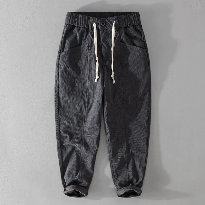 Herren Relaxte Cordhose mit elastischem Kordelbund, Kordelzug und konischem Bein Drune