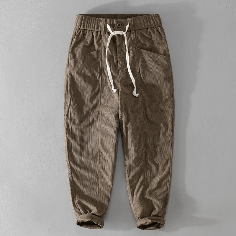 Herren Relaxte Cordhose mit elastischem Kordelbund, Kordelzug und konischem Bein Drune