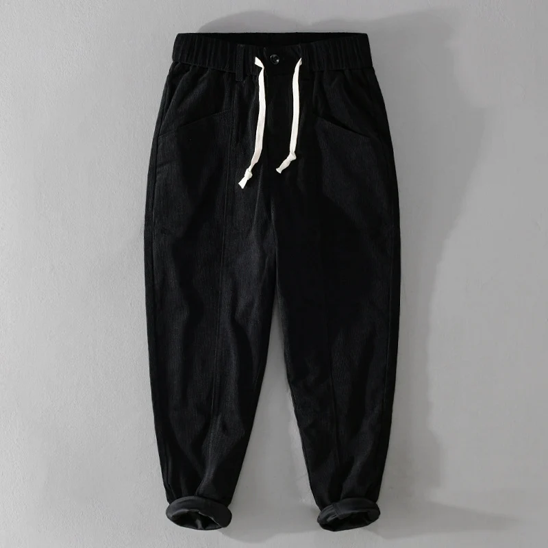 Herren Relaxte Cordhose mit elastischem Kordelbund, Kordelzug und konischem Bein Drune