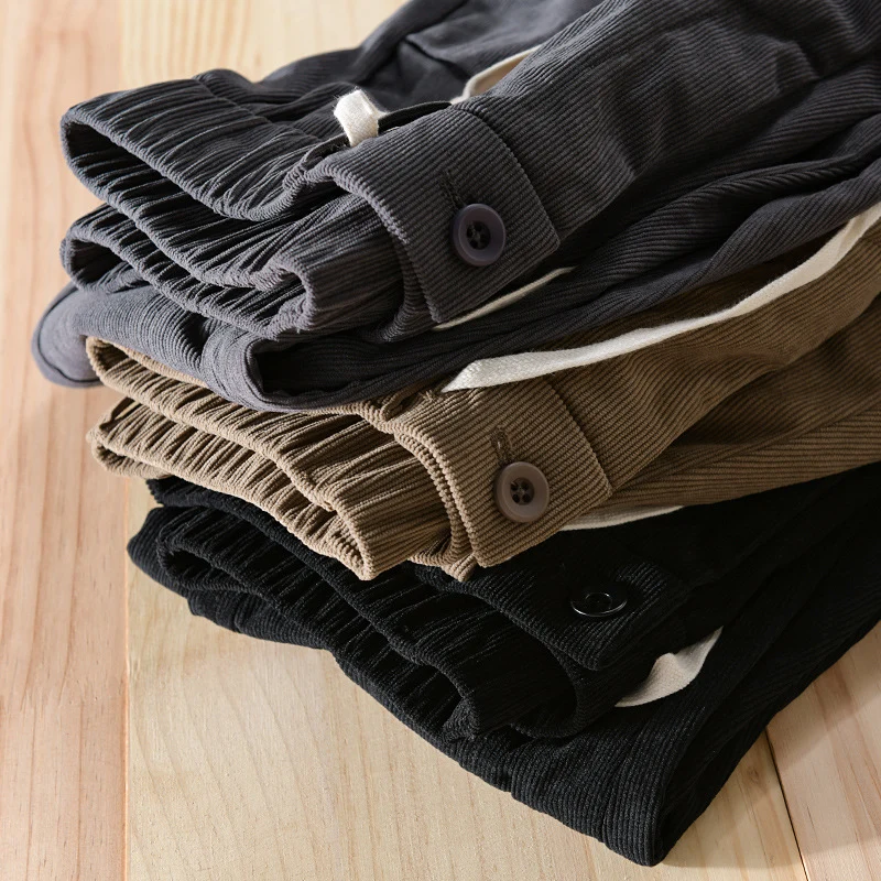 Herren Relaxte Cordhose mit elastischem Kordelbund, Kordelzug und konischem Bein Drune