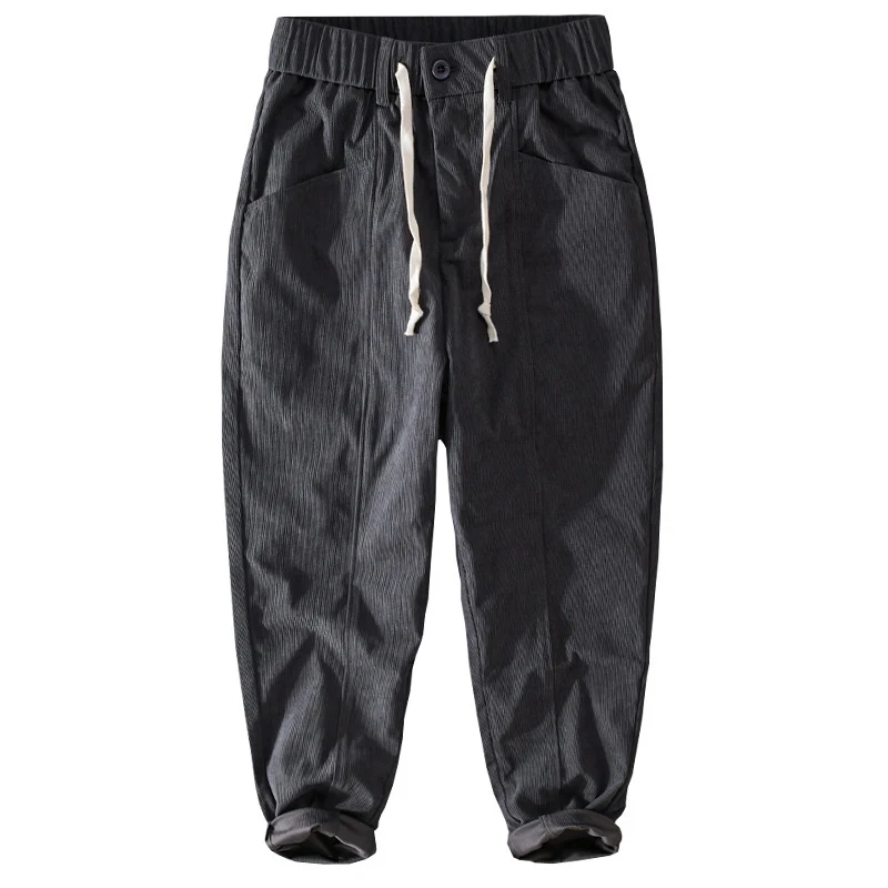 Herren Relaxte Cordhose mit elastischem Kordelbund, Kordelzug und konischem Bein Drune
