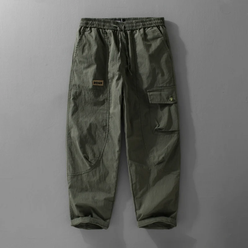 Herren Relaxte Cargo-Hose mit elastischem Bund, Kordelzug und vielseitigen Beintaschen Drune