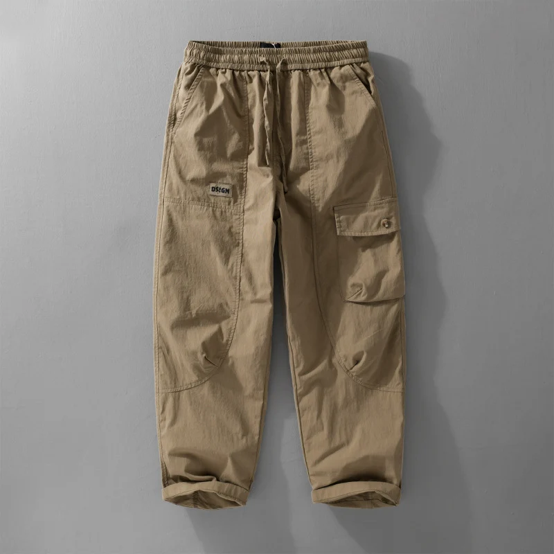 Herren Relaxte Cargo-Hose mit elastischem Bund, Kordelzug und vielseitigen Beintaschen Drune