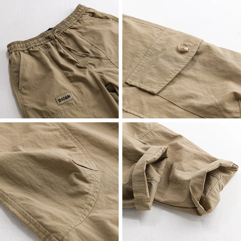 Herren Relaxte Cargo-Hose mit elastischem Bund, Kordelzug und vielseitigen Beintaschen Drune