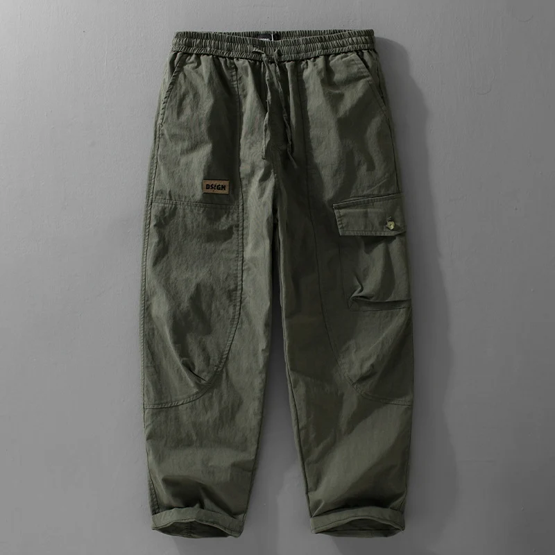 Herren Relaxte Cargo-Hose mit elastischem Bund, Kordelzug und vielseitigen Beintaschen Drune